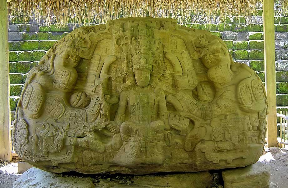 Mayna Altar from Quirigua a UNESCO World Heritage Site in Guatemala.
